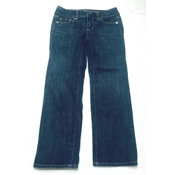 American Eagle Womens Size 0 Artist Crop Jeans Stretch Distressed Medium Wash - Picture 1 of 6